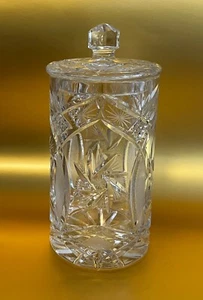 Vintage Biscuit Cookie Jar w/ Lid Heavy Brilliant Cut Crystal 11" Total Height - Picture 1 of 10