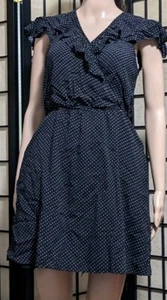 BCBGeneration Black & White triangle Print Ruffle Mini Dress Small Women’s - Picture 1 of 3