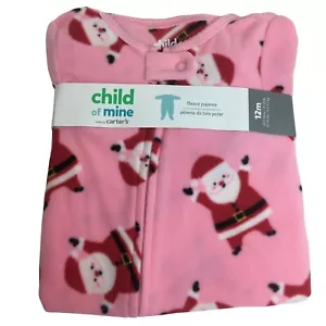 Pijama de patas de lana rosa Carters Child of Mine 12 meses Navidad - Imagen 1 de 12