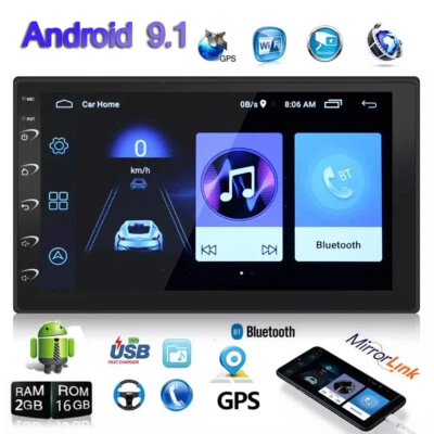 7'' Android 10 2DIN Car Stereo FM Radio GPS Navi MP5 Player WiFi OBD2 mirrorlink - Image 1 of 4
