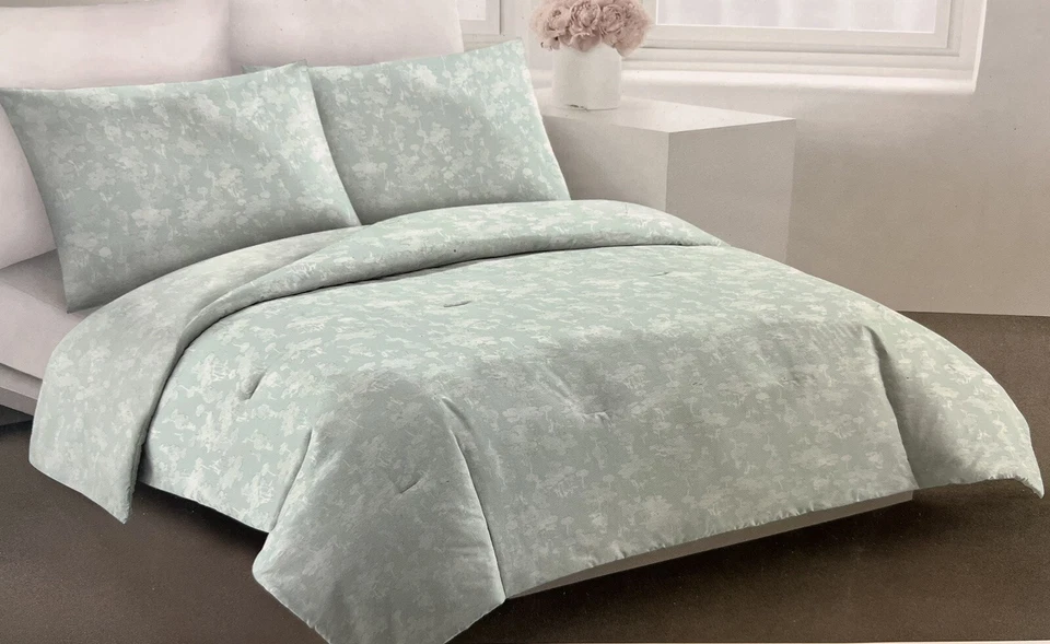 Juego de funda edredón edredón DKNY verde silueta floral completo/queen con fundas Foto 1 de 1