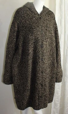Jones New York sz 3X Marled Wool HOODED Poet Heavy Chunky Wool Cardigan Sweater - Image 1 of 4