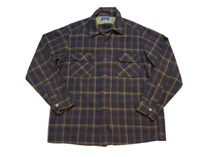 Camisa Pendleton vintage años 60 de lana virgen a cuadros con botones delanteros para hombre talla L - Imagen 1 de 7