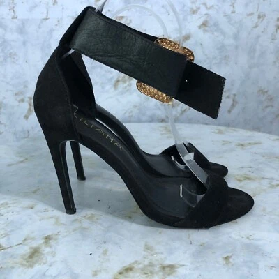 Zapatos Liliana para mujer talla 7M negros con tiras punta abierta bomba evento tacones de aguja Foto 1 de 4