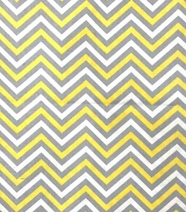 Emma & Mila Chev Cry Chevron Yellow Gray White 7/8 Of Yard By 42” W - Picture 1 of 1