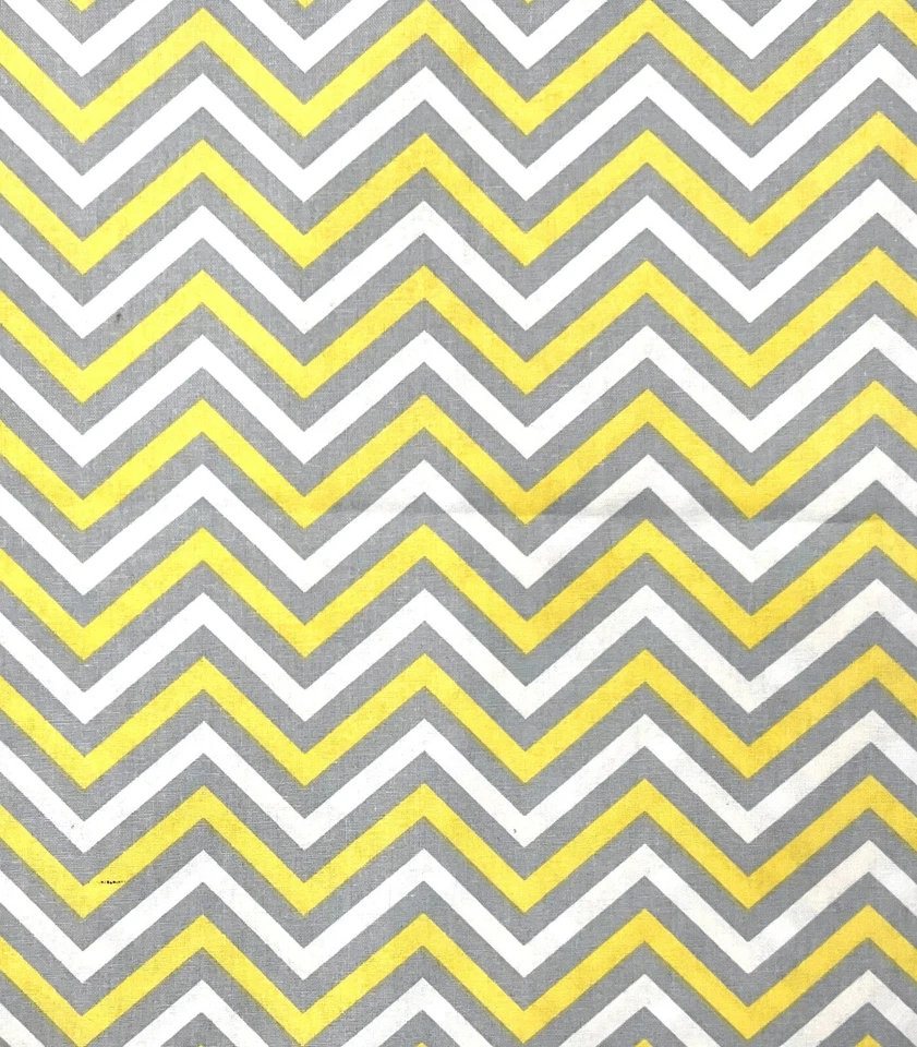 Emma & Mila Chev Cry Chevron Yellow Gray White 7/8 Of Yard By 42” W - Image 1 of 1