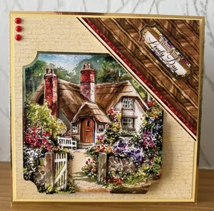 Handmade 6"x6" Country Cottage Themed Birthday Card - Picture 1 of 4