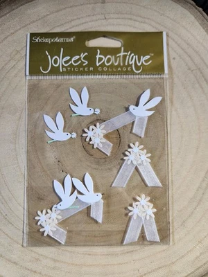 Palomas de boda Jolee's con flores y cintas pegatinas para álbumes de recortes Foto 1 de 2