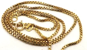 BEAUTIFUL SOLID 14K YELLOW GOLD BOX CHAIN 18 INCHES LONG MADE IN ITALY - Picture 1 of 6
