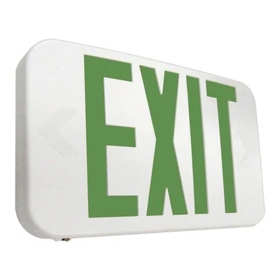 Integrated LED EXIT SIGN with Green Letters All-Pro 25-Watt White - Image 1 of 4