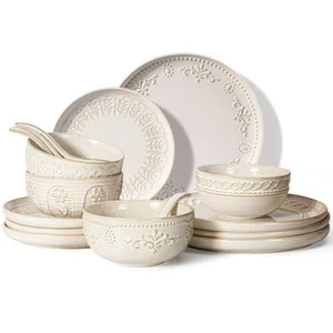 Plates And Bowls Sets, 16 Pieces Dinnerware Sets, Dish Set For 4, Ceramic Kit... - Picture 1 of 9