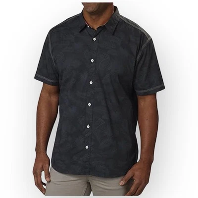 NWT Cypress Club Mens Short Sleeve Woven Shirt - Charcoal Bamboo Leaf - Large - Image 1 of 4