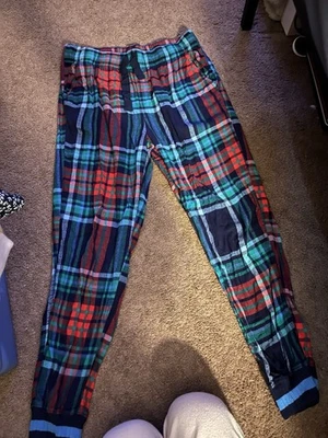 Pijama de franela a cuadros Aerie salón pantalones jogger talla S cordón, bolsillos Foto 1 de 4