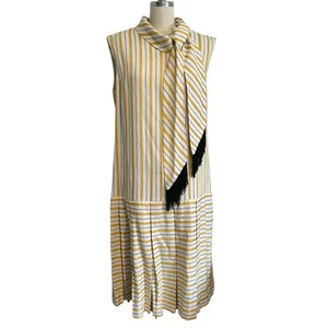 Vestido Martin Berens Vintage Años 60 Cintura Caída Amarillo Rayas Sin Mangas Mediano - Imagen 1 de 10
