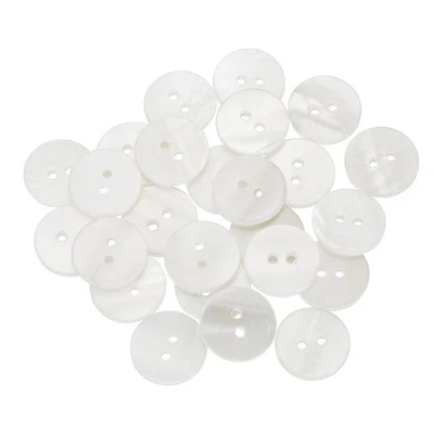25 Pcs Natural Shell Button, 2 Hole 15mm Mother of Pearl Button, White - Image 1 of 4