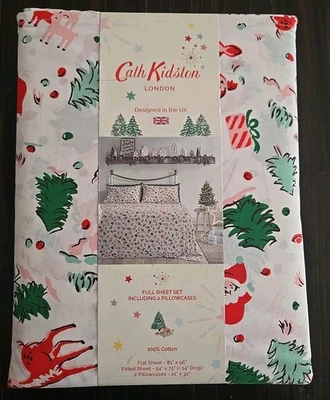 Cath Kidston London Ditsy олень розовый полный комплект простыней 100% хлопок перкаль новый * читать - Изображение 1 из 4