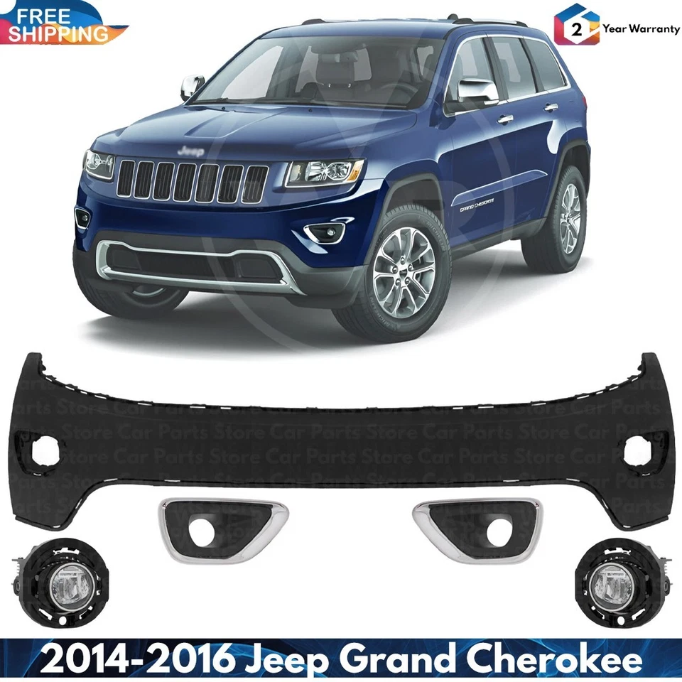 Front Bumper Cover & Fog Light Assembly Kit For 2014-2016 Jeep Grand Cherokee Foto 1 de 4