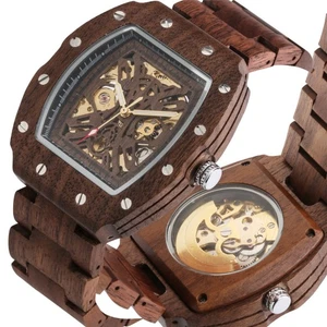 Reloj Hombre Hecho a Mano Automático Mecánico Relojes Madera Pulsera Madera Completa - Imagen 1 de 10
