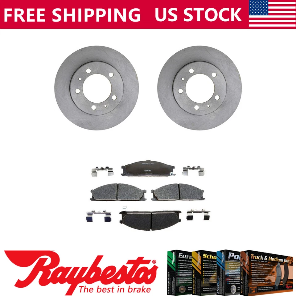 Kit de rotores de freno delanteros + pastillas metálicas y herrajes para furgoneta 1987-1988 - Raybestos Foto 1 de 4