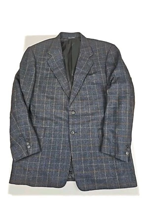 Blazer esportivo Tessuto Ermenegildo Zegna lã caxemira azul janela 54 L - Imagem 1 de 4