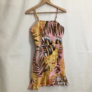 Pink Boutique Womens Dress Size 8 Pink / Multicolour Floral Leaf Print Strappy - Picture 1 of 11