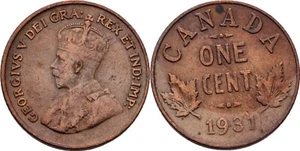 Canada 1 Cent 1931 Bronze 3,2 g Original Münze #FCU9 - Bild 1 von 1