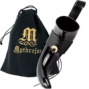 Viking Drinking Horn Mug with Free Leather Holder & Canvas Gift Bag 400 ML/13 oz - Picture 1 of 12