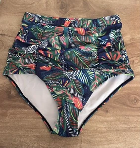 Avidlove Bikiniunterteil Badeanzugunterteil nur bauchfrei tropische Palmen neu ohne Etikett - Bild 1 von 7