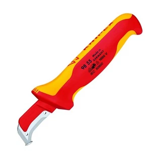 Knipex Cable Dismantling Knife Guide Shoe Surgical Steel 1000V Insulated 9855SB - Picture 1 of 2