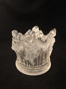 Vintage Large Frosted Cherub Art Glass Angels Pillar Spiritual Candle Holder - Picture 1 of 7