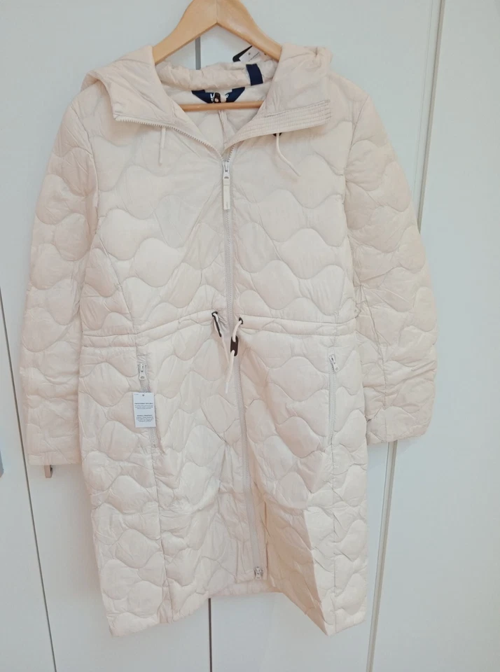 Size (14-16)M  Cream/white packable long Coat  Hood 90% Down land's end RRP£180 - Image 1 of 4