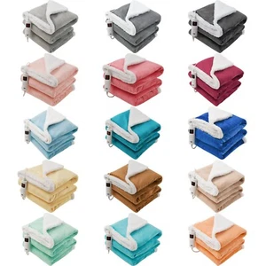 Heated Throw Large Blanket Electric Warm Fleece Washable Timer & Heat Settings - Picture 1 of 155