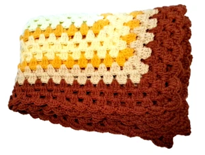 Handarbeit gehäkelt afghanisch Überwurf Oma Kern Shabby Chic Größe 64"x 47" gelb terra - Bild 1 von 9