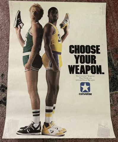 Original 1986 Converse Magic Johnson Larry Bird Choose Your Weapon Poster 23x17 Cover
