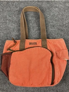 Duluth Trading Tote Bag Canvas Organizer Salmon Pink Orange Purse Shoulder Bag - Picture 1 of 11