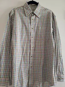 Camicia elegante uomo LL Bean bottoni quadri quadri collo a punta S reg cotone tasche - Foto 1 di 5