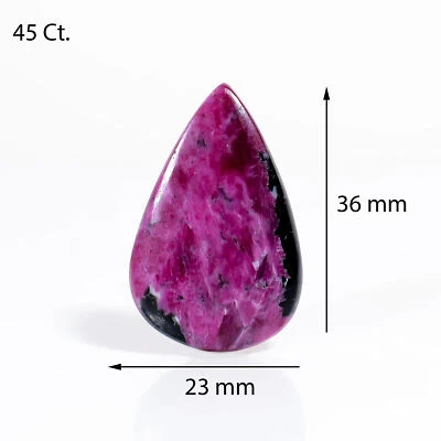 45 Ct. Natural Pear Ruby Zoisite Spiritual Cabochon Loose Gemstone 36X23X4 mm - Image 1 of 4