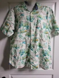 NWT Tommy Bahama Village Woven Shirt Palm Tiki Cotton Continental Large Button - Picture 1 of 10
