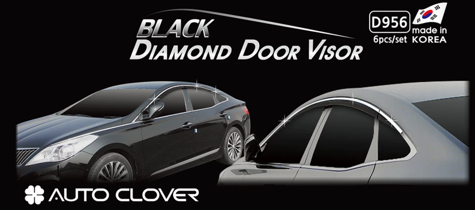 Visera de puerta premium protector de ventilación de lluvia ventana 6 piezas D956 para Hyundai Azera HG 2012~17 Foto 1 de 4