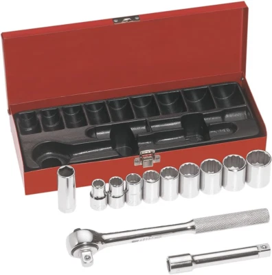 65510 1/2-Inch Drive Socket Wrench Set with 12-Point SAE and Spark Plug Sockets, - Image 1 of 2