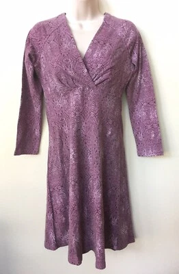 Patagonia Organic Cotton Dress Womens Size XS Pull Over Purple Geometric V-Neck - Image 1 of 4