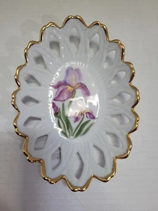 Schmuckschale Bonboniere gemarkt "SCXC CLUB MADE IN ROMANIA" mit Blumenmuster - Bild 1 von 10