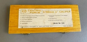 Central Forge caliper 0-150 mm 6" in Wooden Case Model No. 939 in wood box - Picture 1 of 8