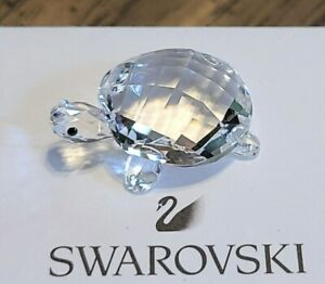 Swarovski Crystal 2018, Mini Baby Turtle / Tortoise Figurine, Clear Legs, Logo
