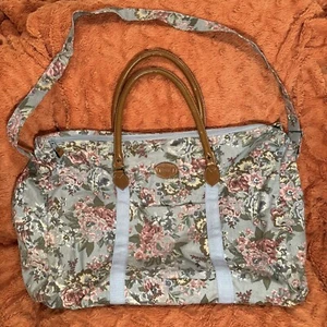 Vtg 90's Gitano Large Duffle Bag Canvas Floral Handles Shoulder Strap Zipper - Picture 1 of 15