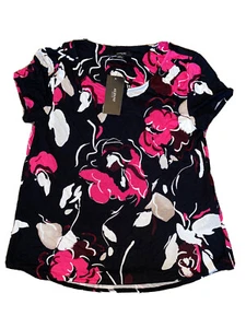 Alfani PS NWT Pink Black Art Floral Cap Sleeve Top Essential Tee $39.50 - Picture 1 of 8