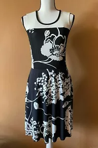 Vivienne Tam schwarz weiß Blumenmuster ärmellos mit Taschen A-Line-Kleid - Bild 1 von 7