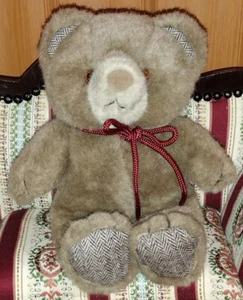Dakin 1985 Vintage Teddy Bear Herringbone Tweed Paws Plush Stuffed Animal 10" (D - Picture 1 of 4