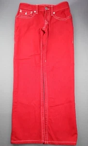 Jeans da uomo rossi True Religion dritti con patta cotone taglia 30 (Msr 32x29) - Foto 1 di 10