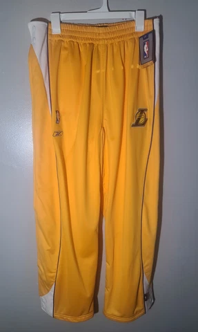Vintage Reebok NBA Los Angeles Lakers Kobe Tear Away Warm Up pants Yellow Mens L Cover